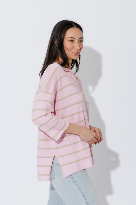 Pink Stripe Polo Top Pink Stripe Polo Top