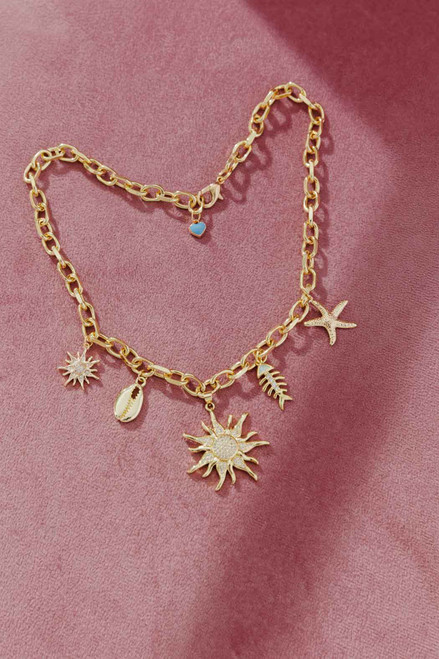 Gold Sun Charm Necklace