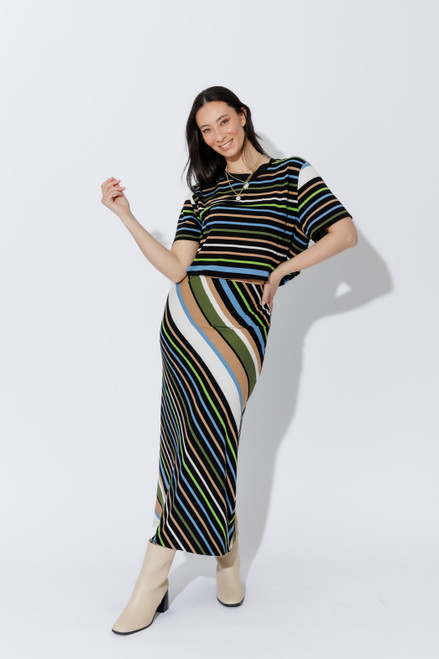 Blue/Green Stripe Boxy T-Shirt