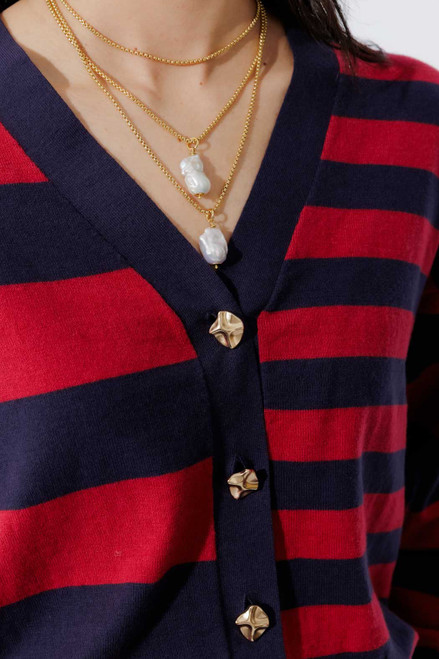Navy/Burgundy Stripe Cardi Navy/Burgundy Stripe Cardi