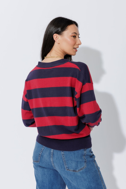 Navy/Burgundy Stripe Cardi Navy/Burgundy Stripe Cardi