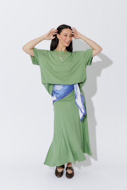 Mint Tencel Roll Top Skirt Mint Tencel Roll Top Skirt