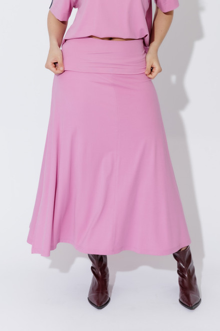 Pink Tencel Roll Top Skirt Pink Tencel Roll Top Skirt