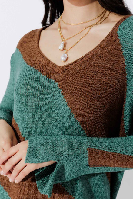 Jade/Brown Diagonal Stripe Knit Jade/Brown Diagonal Stripe Knit