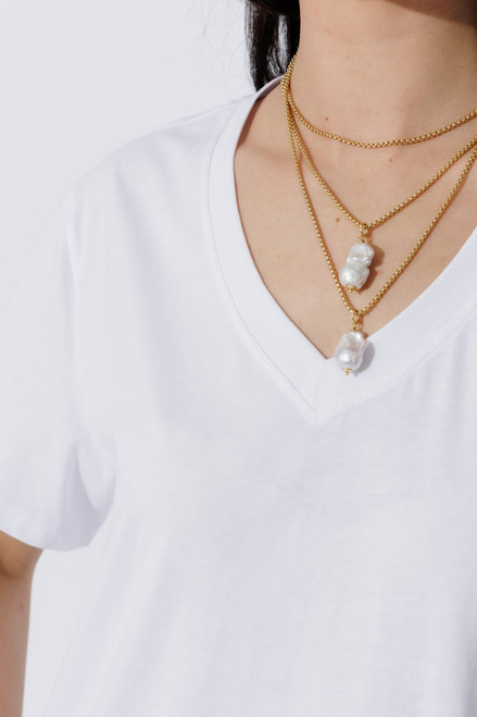 White Oversized V-Neck T-Shirt White Oversized V-Neck T-Shirt