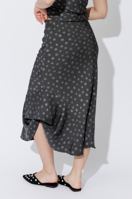 Grey Spot Bias Flounce Skirt