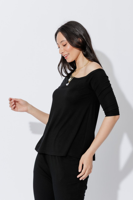 Black One Shoulder Tencel Top