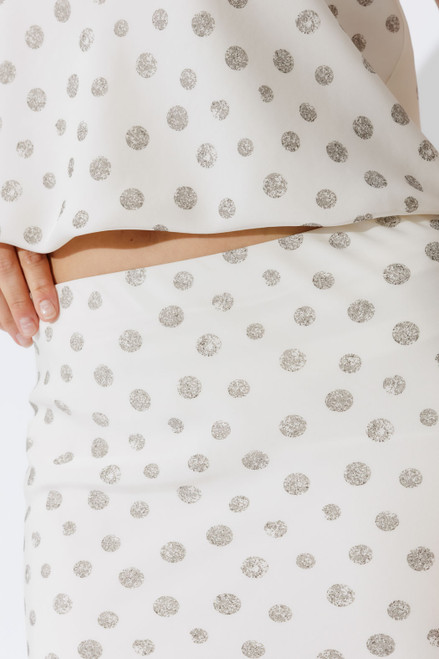 Ivory Spot Bias Flounce Skirt