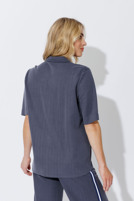 Navy Herringbone Pocket Shirt