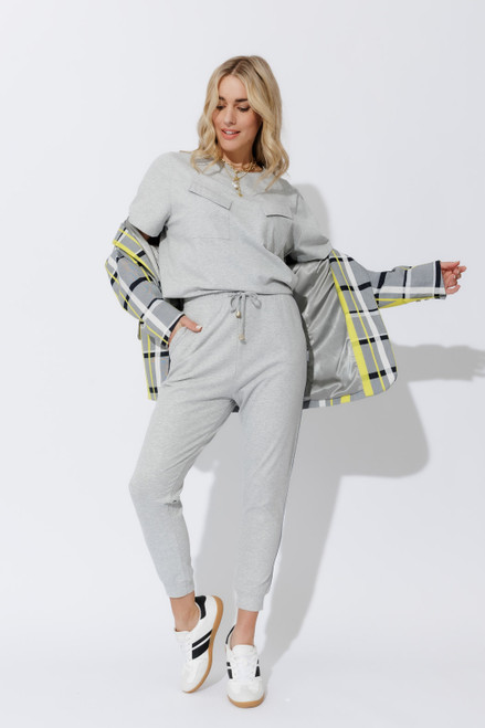 Grey Marle Washed Cotton Stripe Pant