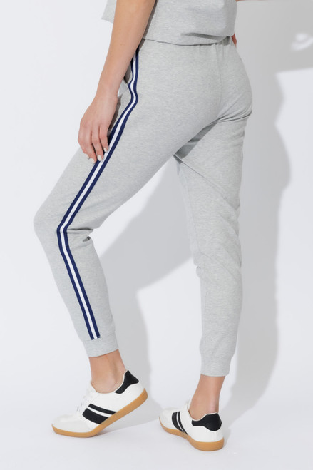 Grey Marle Washed Cotton Stripe Pant