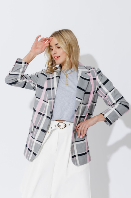 Pink Check Boyfriend Blazer