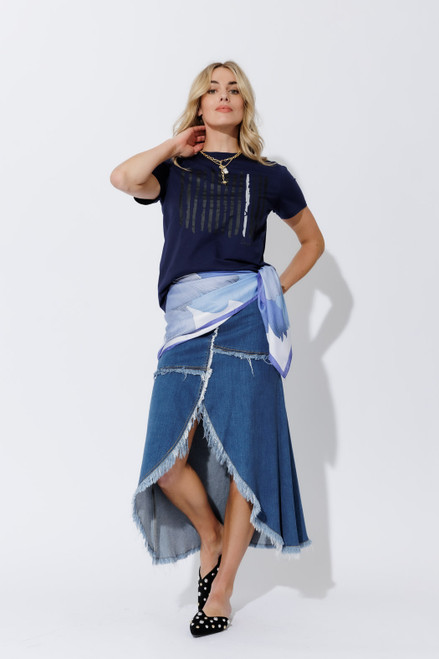 Light Denim Fringe Skirt Light Denim Fringe Skirt