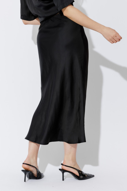 Black Silky Bias Skirt