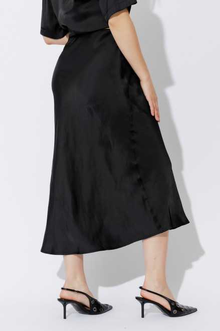 Black Silky Bias Skirt