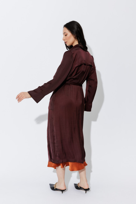 Chocolate Silky Trench Coat