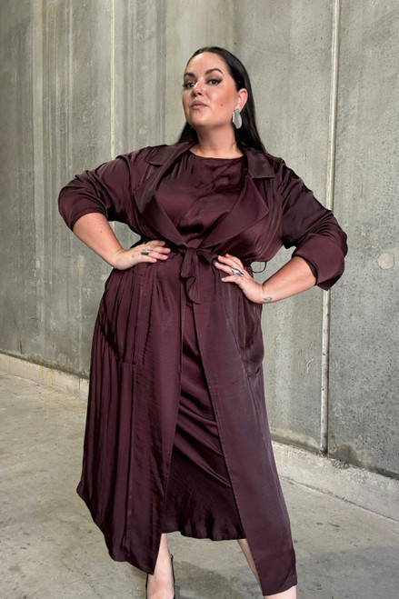 Chocolate Silky Trench Coat