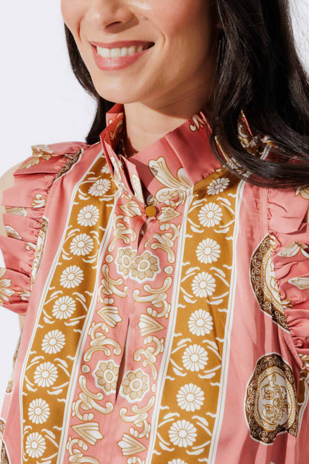 Coral Ruffle Maxi Dress