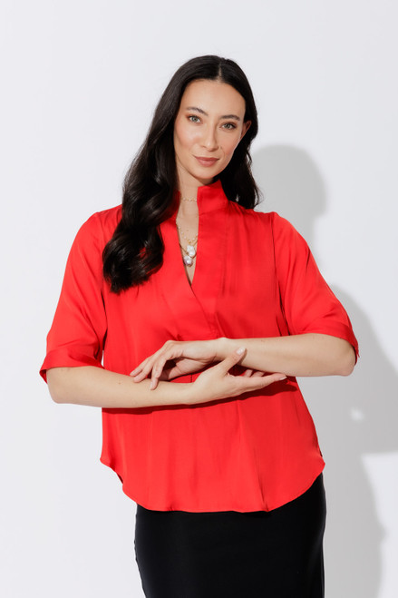 Red Silky Milan Blogger Shirt