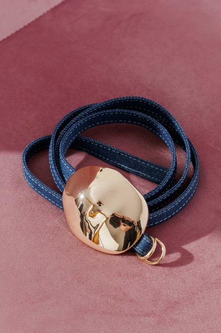 Dark Denim Gold Dome Belt Dark Denim Gold Dome Belt