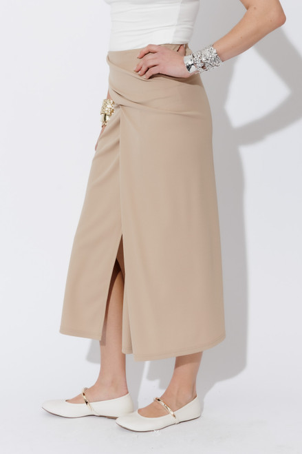 Beige Drape Front Skirt Beige Drape Front Skirt