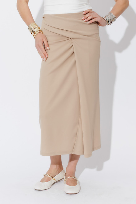 Beige Drape Front Skirt Beige Drape Front Skirt