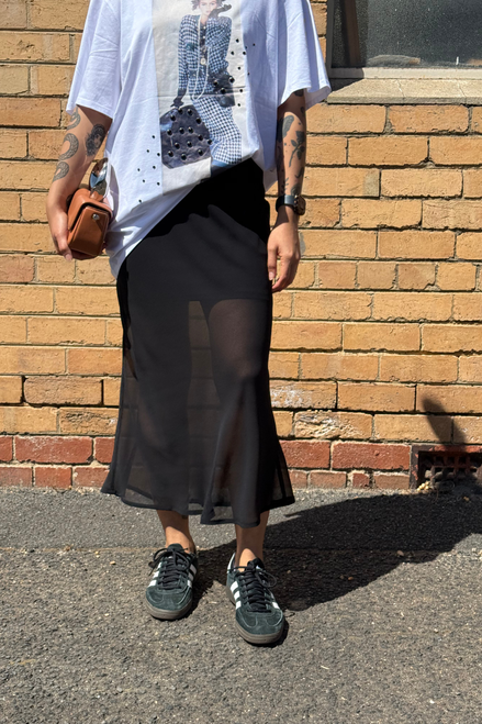 Black Chiffon Bias Skirt