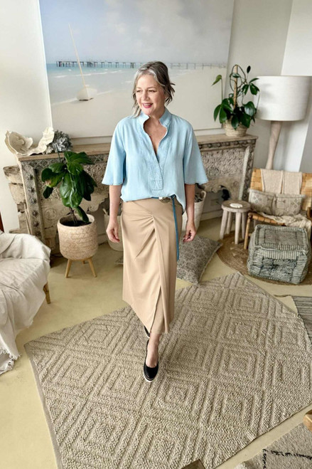 Light Denim Tencel Fluted Blogger Shirt Light Denim Tencel Fluted Blogger Shirt