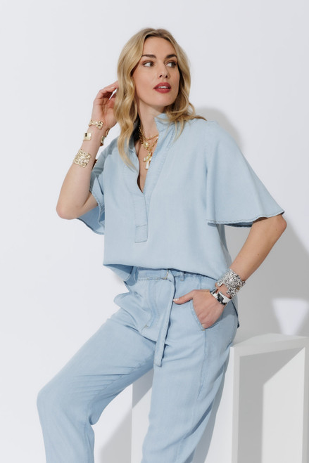Light Denim Tencel Fluted Blogger Shirt Light Denim Tencel Fluted Blogger Shirt