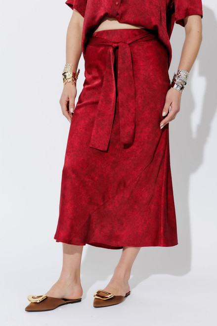 Red Belted Bias Skirt
