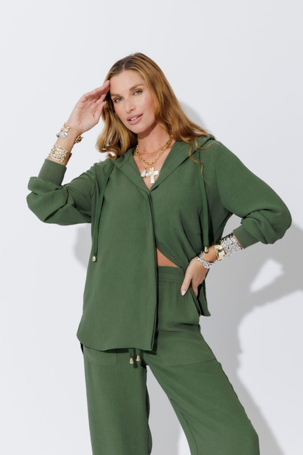 Khaki Ripple Hoodie Shirt