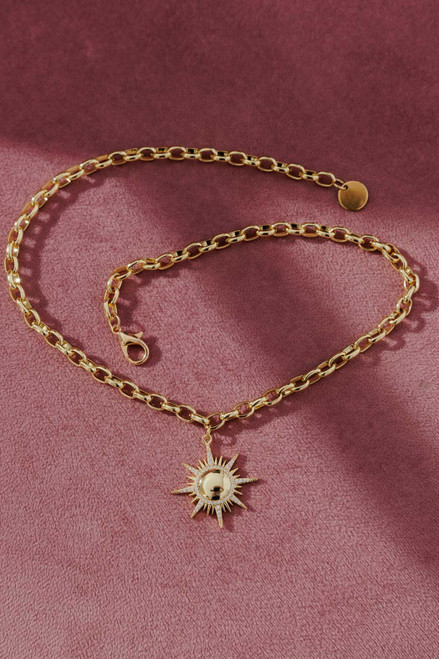 Gold Diamonte Sun Necklace