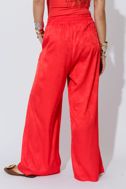 Red Silky Cargo Culottes