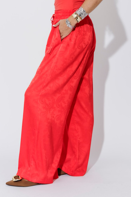 Red Silky Cargo Culottes
