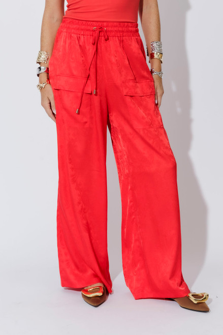 Red Silky Cargo Culottes