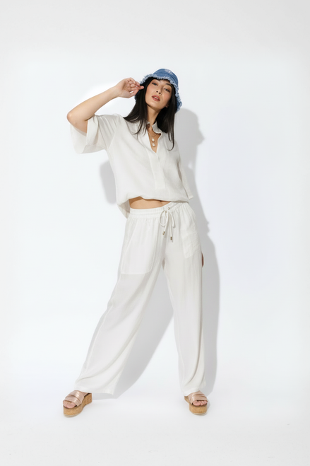 Ivory Cupro/Linen Pant