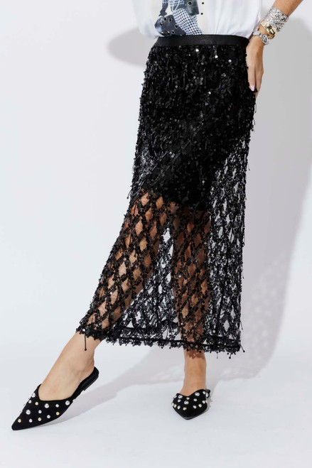 Black Sequin Diamond Skirt