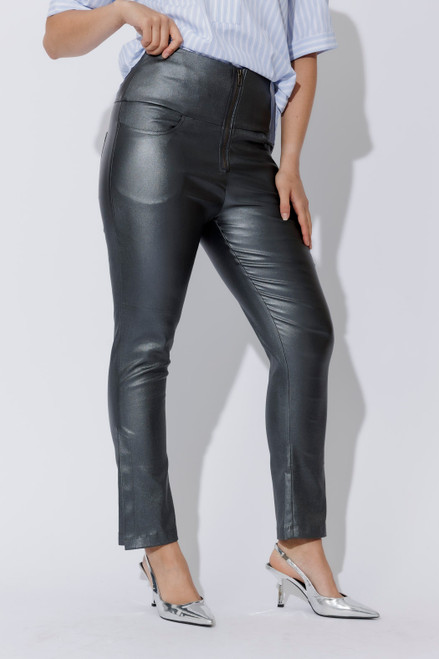Silver Metallic Zip Pant