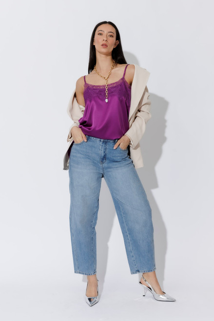 Magenta Silky Lace Cami