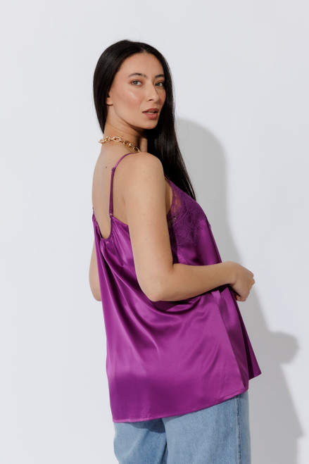 Magenta Silky Lace Cami