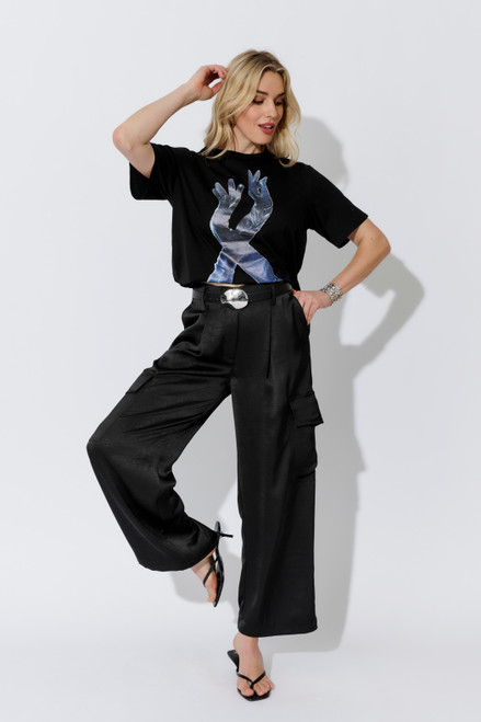 Black Glove Print T-Shirt