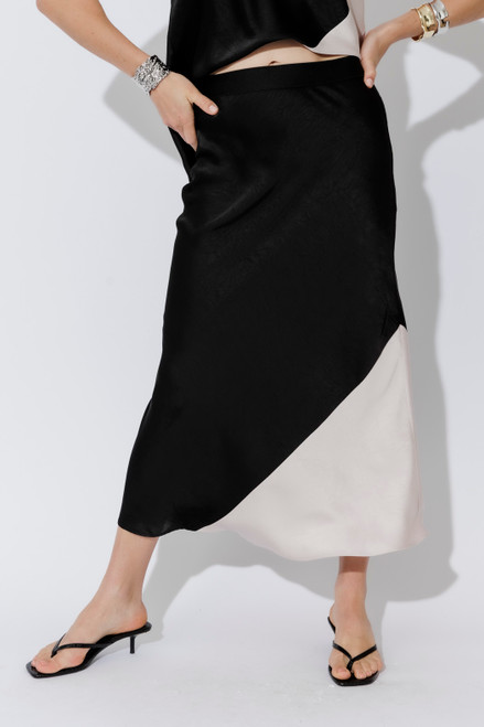 Black Contrast Bias Skirt