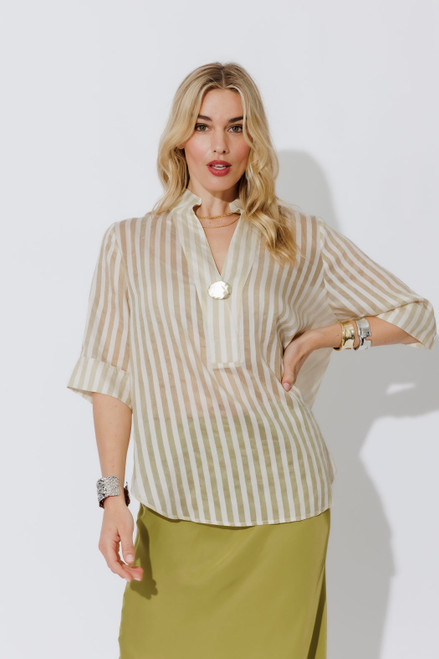 Ivory Stripe Oversized Blogger Shirt