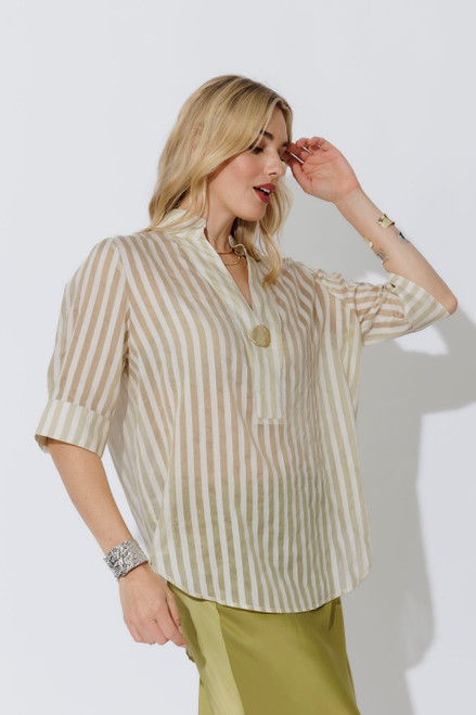 Ivory Stripe Oversized Blogger Shirt