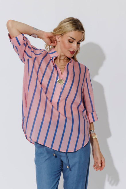 Blue/Pink Oversized Blogger Shirt