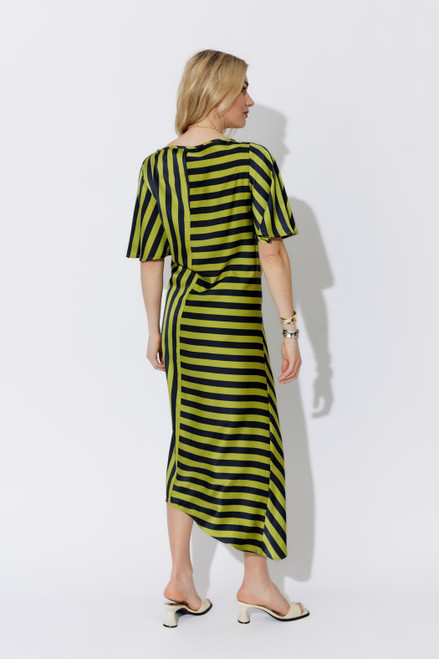Navy/Chartreuse Fluted Harlow Dress