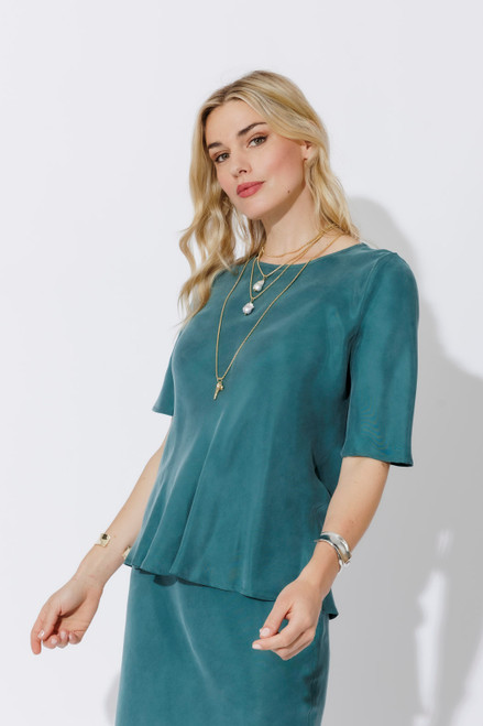 Teal Cupro Bias Top