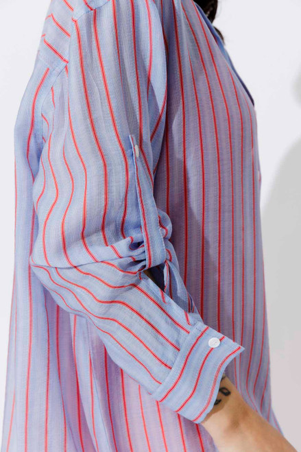 Red/Blue Lyocell Oversized Shirt