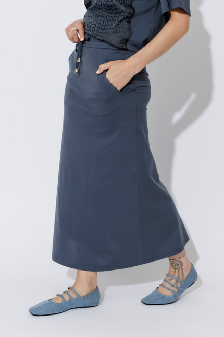 Navy Cotton Nautical Drawstring Skirt