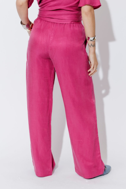 Raspberry Cupro/Linen Floaty Pant